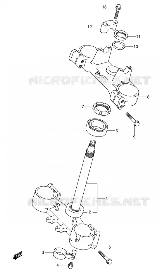 STUURKOLOM (MODELE K1) Suzuki MOTO 250 RM 2003  RM250K3(E3/E28)
