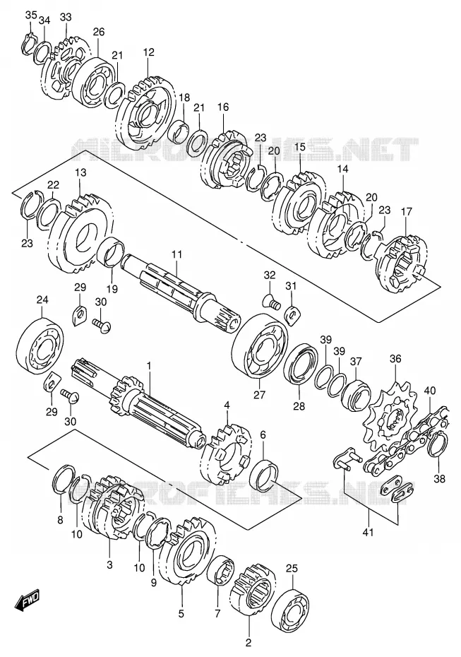 TRANSMISSION (MODELE T/V) Suzuki MOTO 125 RM 2000  RM125Y(E2)
