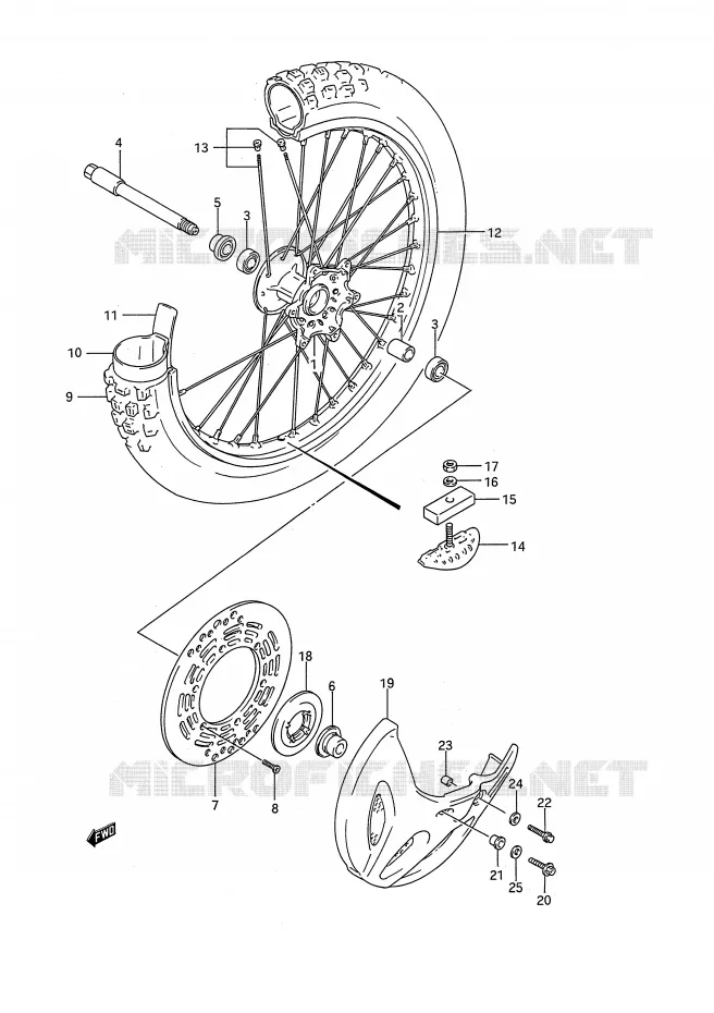 VOORWIEL (MODELE N) Suzuki MOTO 250 RM 1989  RM250K(E28)