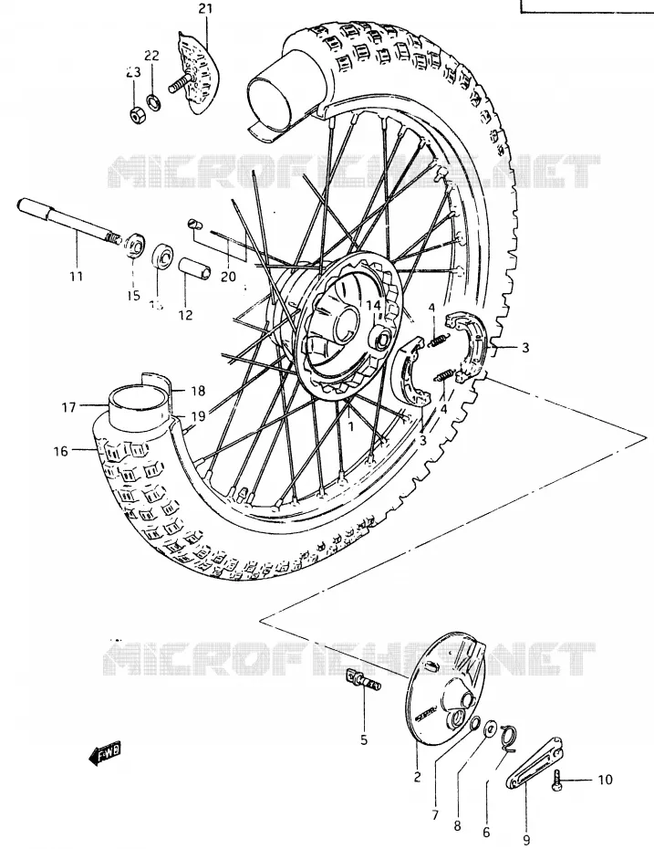 VOORWIEL Suzuki MOTO 465 RM 1982  RM465Z(X/Z)
