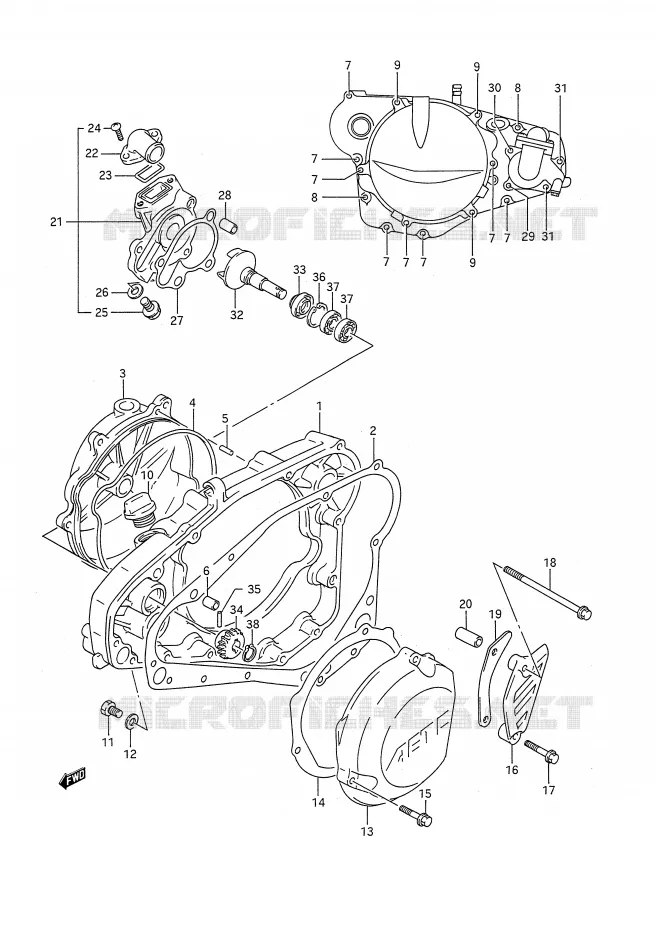 WATER POMPHUIS (MODELE L/M/N) Suzuki MOTO 250 RM 1991  RM250M(E28)