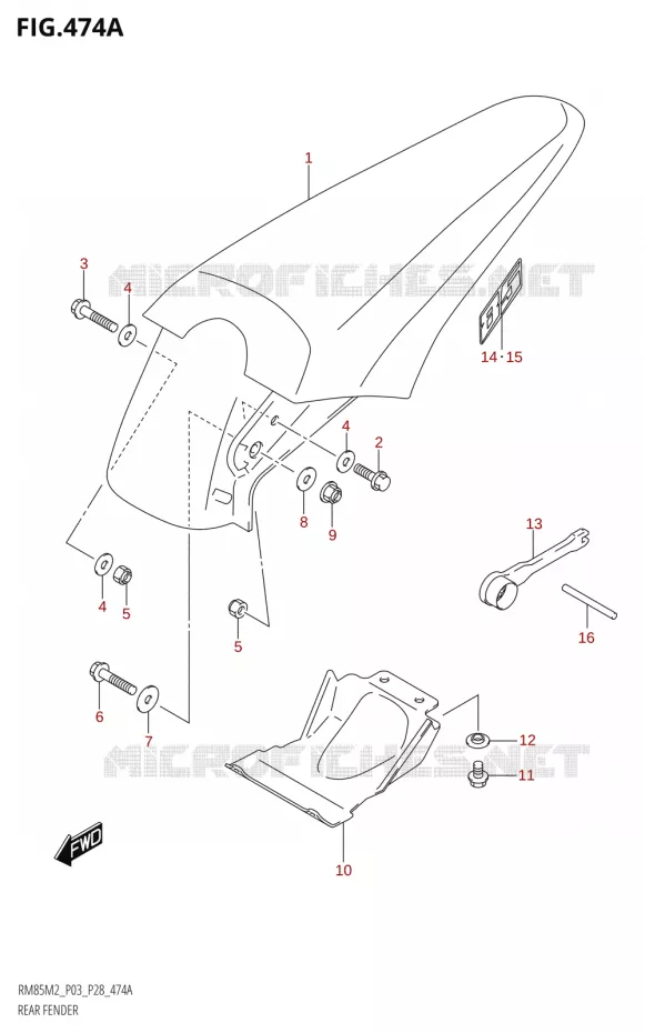 ACHTERSPATBORD Suzuki MOTO 85 RM 2022  RM85 M2 (E28 / E33)