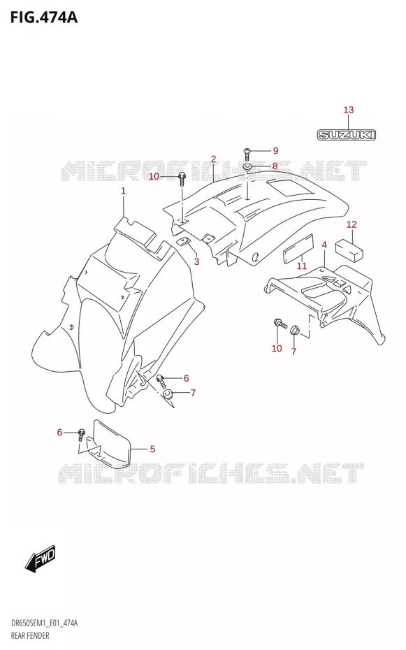 ACHTERSPATBORD Suzuki MOTO 650 DR 2021  DR650SE M1 (E01)