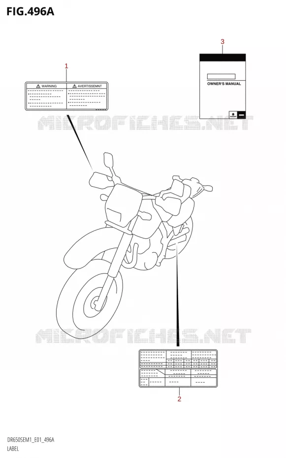 ETIKET Suzuki MOTO 650 DR 2021  DR650SE M1 (E01)