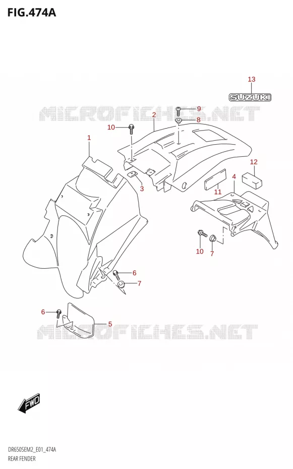 ACHTERSPATBORD Suzuki MOTO 650 DR 2022  DR650SE M2 (E01)