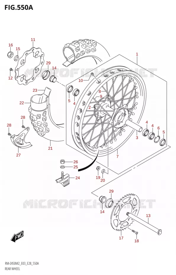 ACHTERWIEL Suzuki MOTO 450 RM-Z 2022  RM-Z450 M2 (E03)