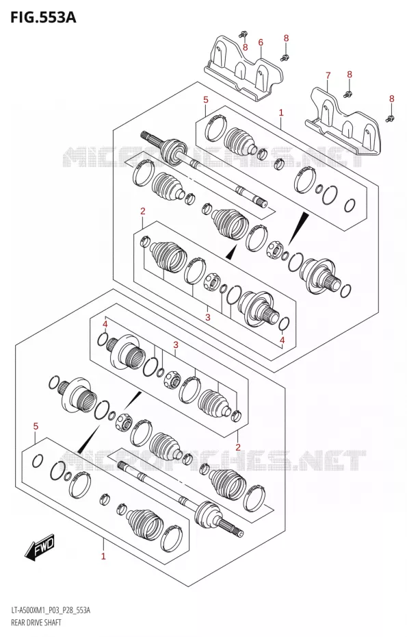 ACHTERAANDRIJFAS Suzuki QUAD 500 KINGQUAD 2021  LT-A500X / XP M1 (P03,P28,P33)