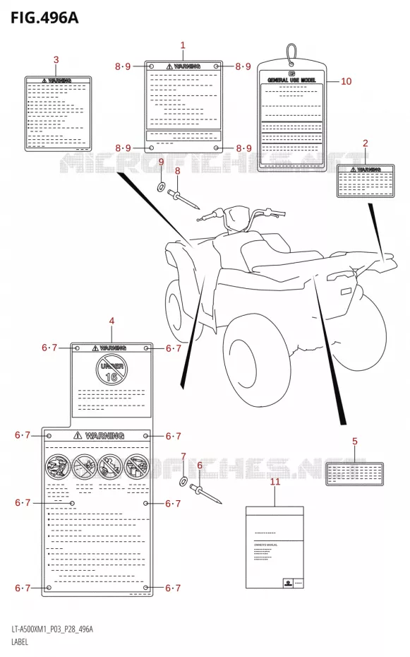 ETIKETP03,P33) Suzuki QUAD 500 KINGQUAD 2021  LT-A500X / XP M1 (P03,P28,P33)