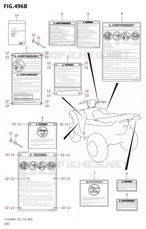 ETIKETP28) Suzuki QUAD 500 KINGQUAD 2021  LT-A500X / XP M1 (P03,P28,P33)