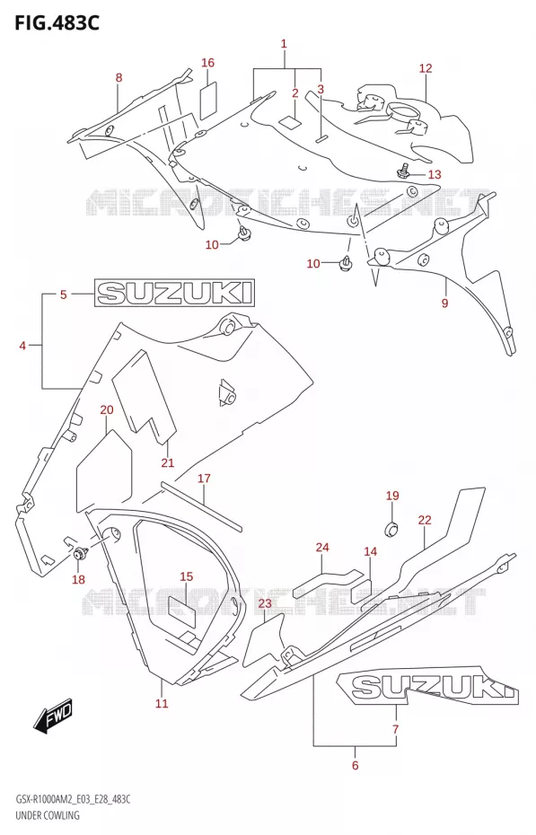 ONDERAANKLEDINGUR (GSX-R1000RZA) Suzuki MOTO 1000 GSX-R 2022  GSX-R1000A M2 (E03 E28)