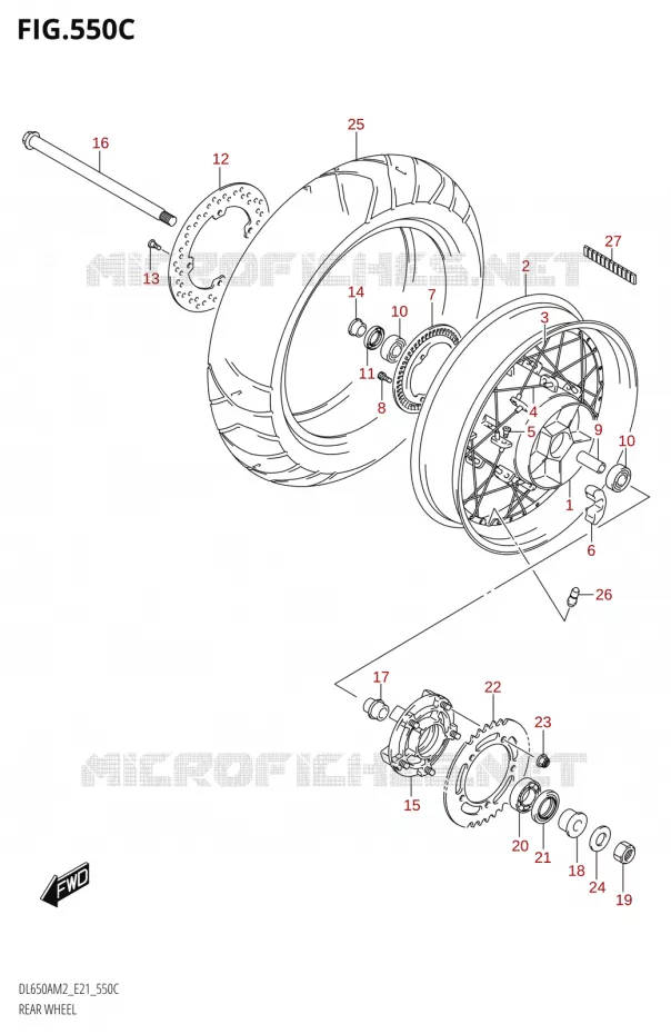 ACHTERWIELL650XAM2 E21) Suzuki MOTO 650 V-STROM 2022  DL650AU M2 / DL650XAUE M2 (E21)