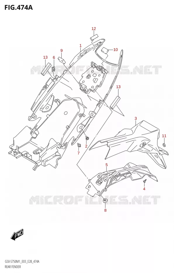 ACHTERSPATBORD Suzuki MOTO 750 GSX-S 2021  GSX-S750 / GSX-S750Z /​ GSX-S750A / ​GSX-S750ZA (E03 E28 )