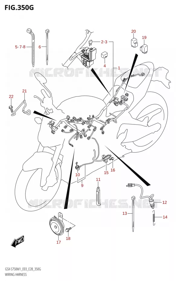 BEDRADING (GSX-S750,GSX-S750Z:E33) Suzuki MOTO 750 GSX-S 2021  GSX-S750 / GSX-S750Z /​ GSX-S750A / ​GSX-S750ZA (E03 E28 )