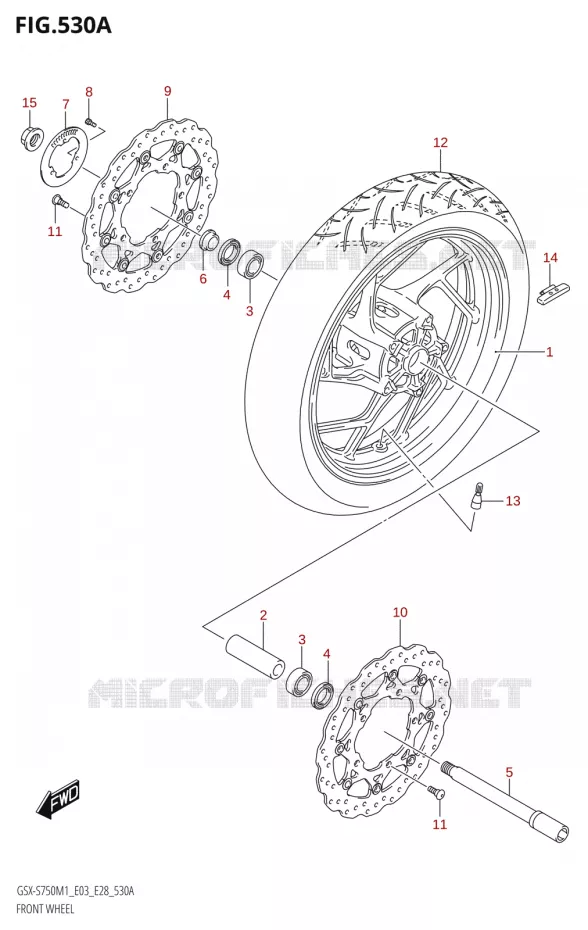 VOORWIEL (GSX-S750,GSX-S750A) Suzuki MOTO 750 GSX-S 2021  GSX-S750 / GSX-S750Z /​ GSX-S750A / ​GSX-S750ZA (E03 E28 )