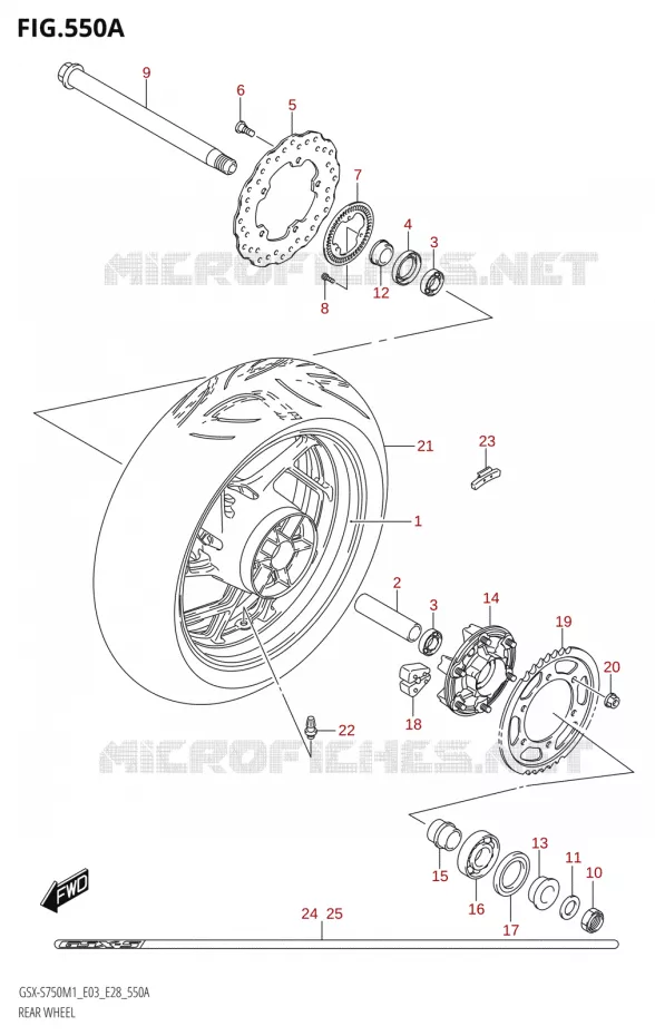 ROUE ARR (GSX-S750Z,GSX-S750ZA) Suzuki MOTO 750 GSX-S 2021  GSX-S750 / GSX-S750Z /​ GSX-S750A / ​GSX-S750ZA (E03 E28 )