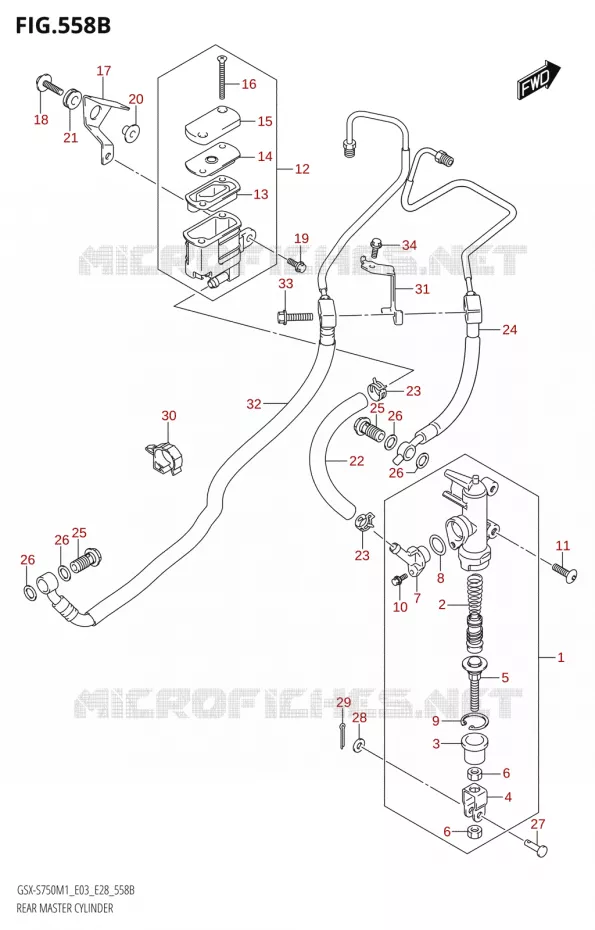 MAITRE CYLINDRE ARR (GSX-S750A,GSX-S750ZA) Suzuki MOTO 750 GSX-S 2021  GSX-S750 / GSX-S750Z /​ GSX-S750A / ​GSX-S750ZA (E03 E28 )