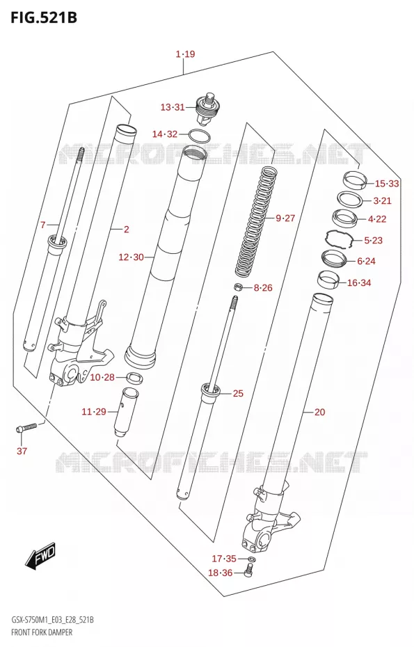 VOORVORK (GSX-S750Z,GSX-S750ZA) Suzuki MOTO 750 GSX-S 2021  GSX-S750 / GSX-S750Z /​ GSX-S750A / ​GSX-S750ZA (E03 E28 )