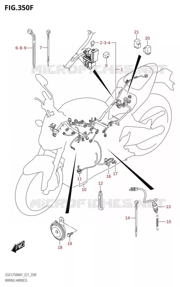 BEDRADINGISCEAU (SEE NOTE 1) Suzuki MOTO 750 GSX-S 2021  GSX-S750A /​GSX-S750ZA M1 (E21)