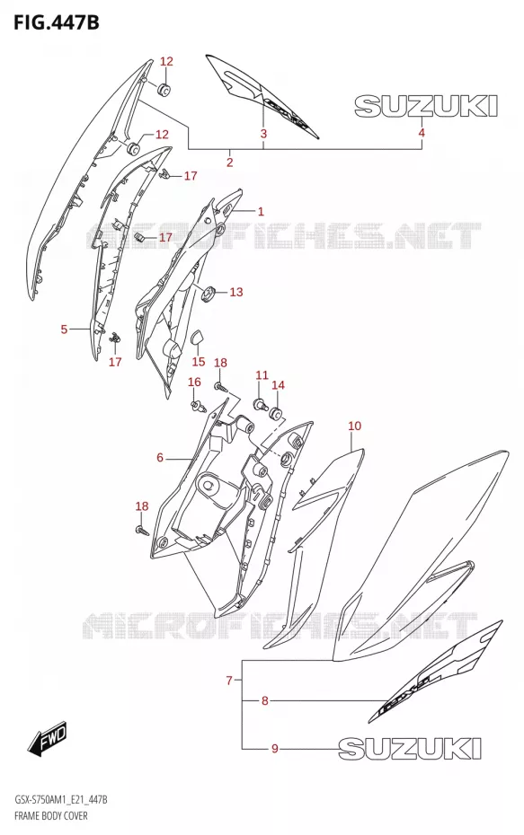 KUIP BODY COVER (GSX-S750ZA,GSX-S750UQZ,GSX-S750WQZ) Suzuki MOTO 750 GSX-S 2021  GSX-S750A /​GSX-S750ZA M1 (E21)