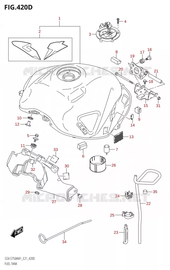BENZINETANKS (GSX-S750ZA,GSX-S750UQZ,GSX-S750WQZ) Suzuki MOTO 750 GSX-S 2021  GSX-S750A /​GSX-S750ZA M1 (E21)