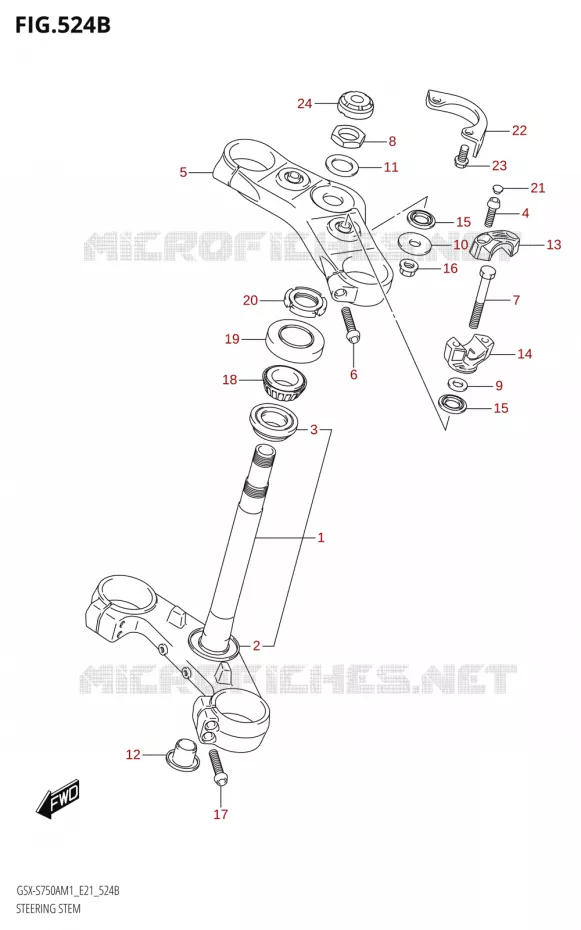 STUURKOLOM DIRECTION (GSX-S750ZA,GSX-S750UQZ,GSX-S750WQZ) Suzuki MOTO 750 GSX-S 2021  GSX-S750UQ / ​GSX-S750UQZ M1 (E21)