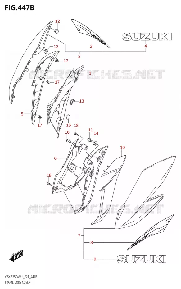 KUIP BODY COVER (GSX-S750ZA,GSX-S750UQZ,GSX-S750WQZ) Suzuki MOTO 750 GSX-S 2021  GSX-S750UQ / ​GSX-S750UQZ M1 (E21)