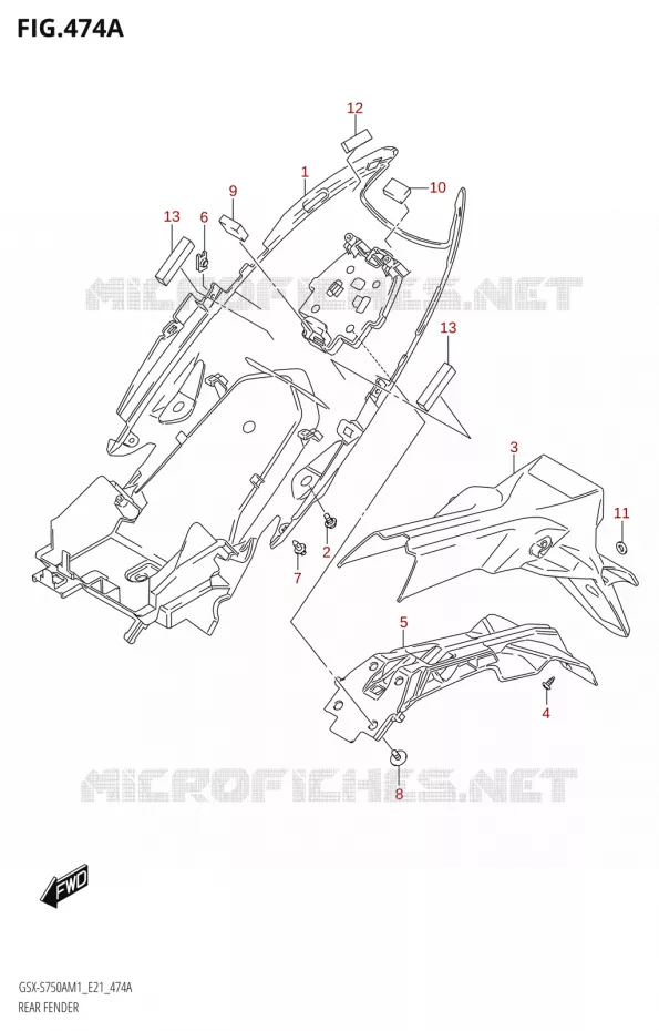 ACHTERSPATBORD Suzuki MOTO 750 GSX-S 2021  GSX-S750UQ / ​GSX-S750UQZ M1 (E21)