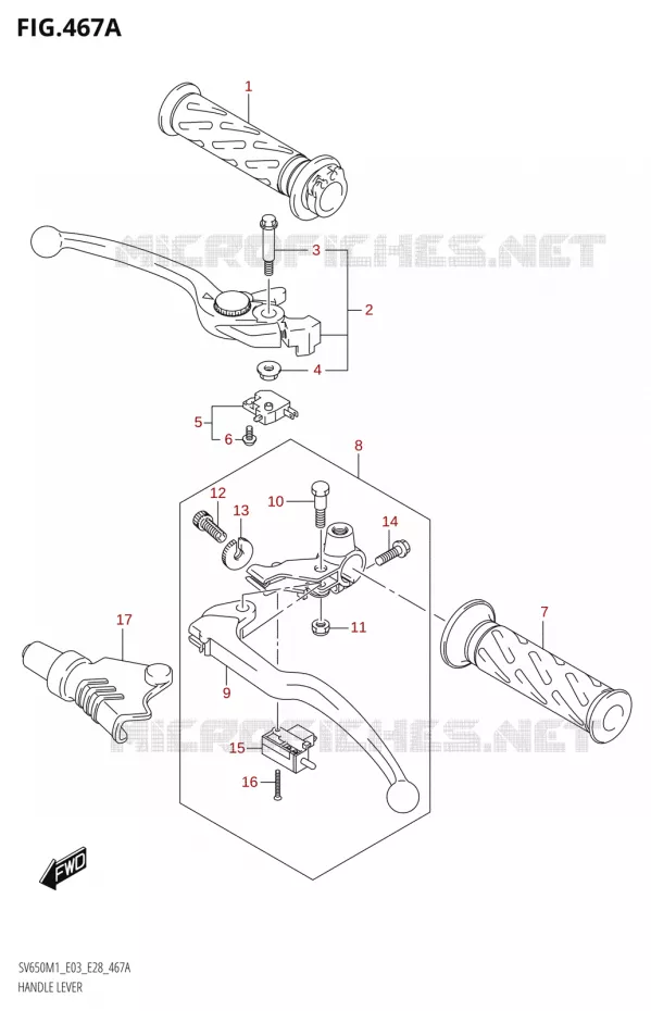 HANDGRIPS - LEVERS Suzuki MOTO 650 SV 2021  SV650 M1 (E03,E28,E33)