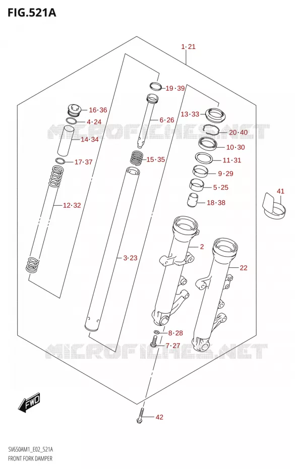 VOORVORKK DAMPER (SV650A,SV650AU) Suzuki MOTO 650 SV 2021  SV650A M1 (E19)