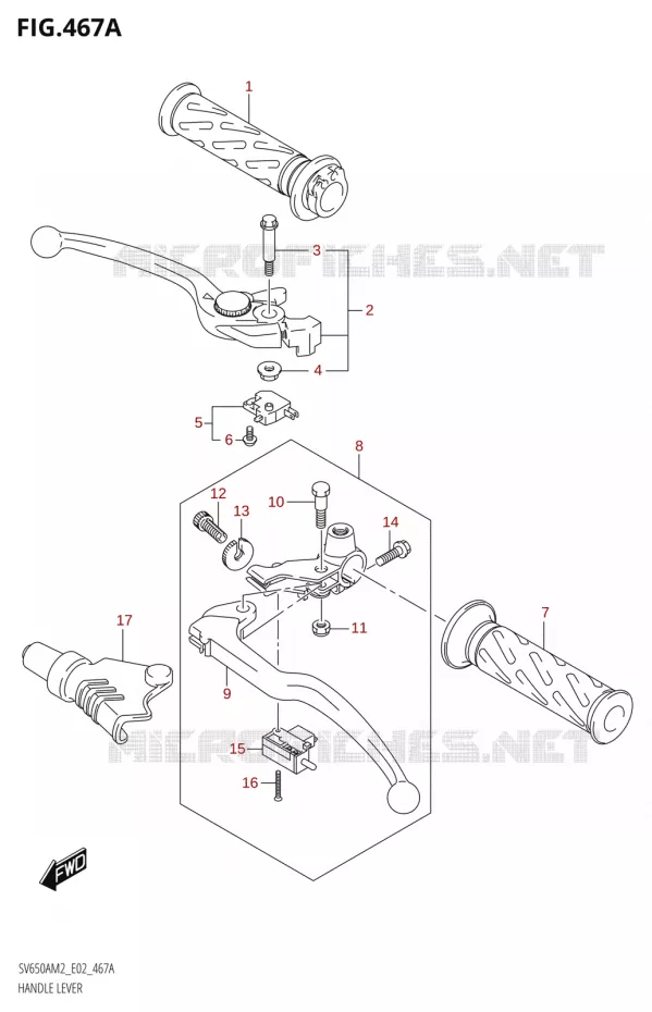 HANDGRIPS - LEVERS Suzuki MOTO 650 SV 2022  SV650A M2 (E02,E19)