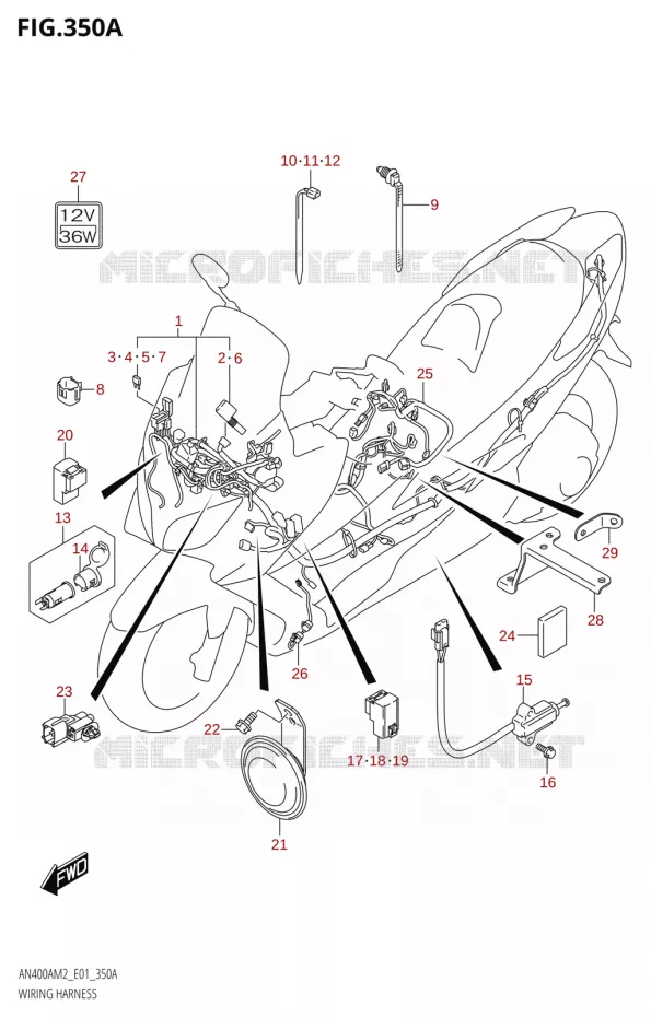 BEDRADING Suzuki SCOOTER 400 BURGMAN 2022  AN400A M2 (E01)