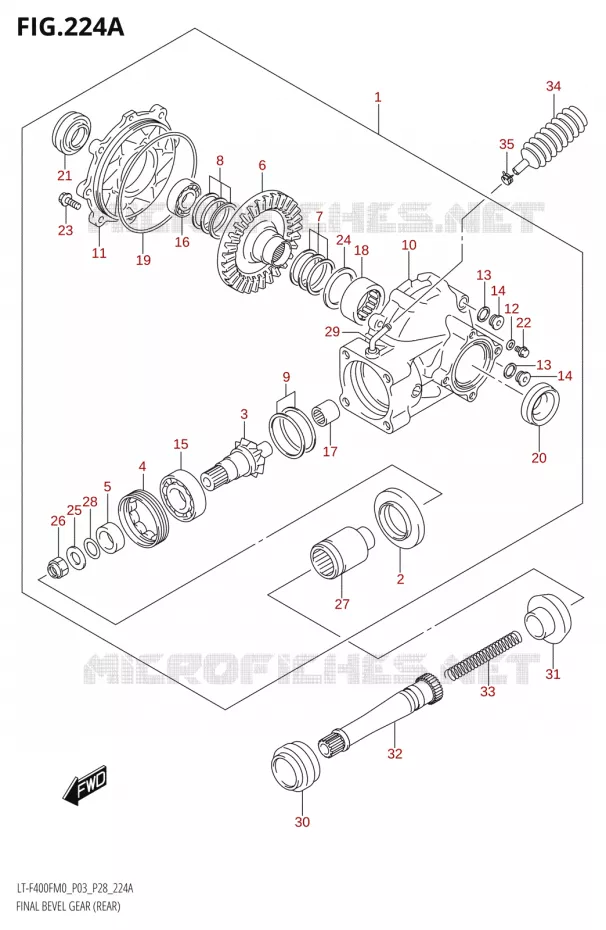 AANDRIJFAS (ARRIERE) Suzuki QUAD 400 KINGQUAD 2020  LT-F400F (P03)