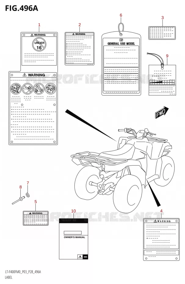 ETIKET (LT-F400FM0 P03) Suzuki QUAD 400 KINGQUAD 2020  LT-F400F (P03)