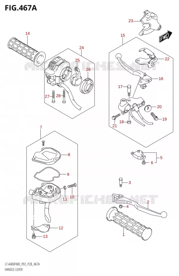 HANDGRIPS - LEVERS Suzuki QUAD 400 KINGQUAD 2020  LT-F400F M0 (P03)