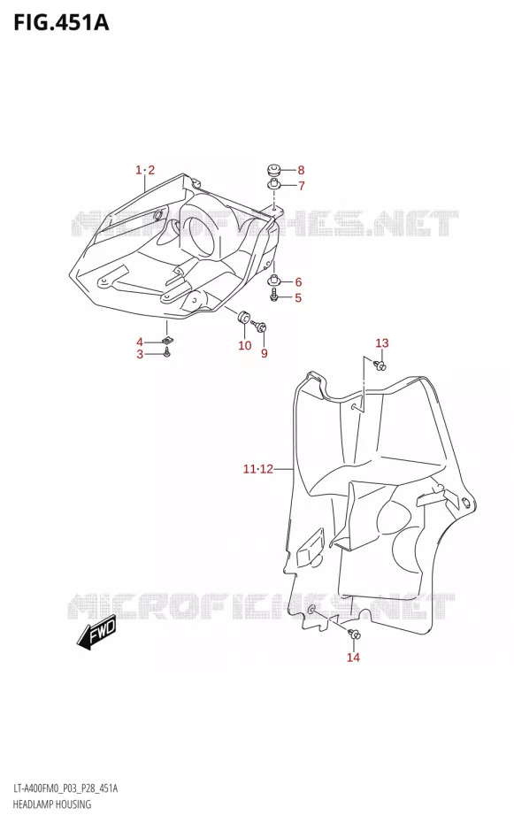 VOORKOPLAMPBEHUIZING Suzuki QUAD 400 KINGQUAD 2020  LT-F400F M0 (P03)