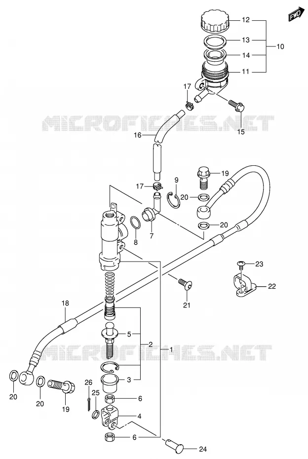 ACHTER HOOFDREMCILINDER (MODELE K1/K2) Suzuki MOTO 250 RM 2005  RM250K5(E3/E28)