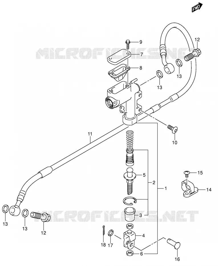 ACHTER HOOFDREMCILINDER (MODELE K4) Suzuki MOTO 250 RM 2002  RM250K2(E3/E28)