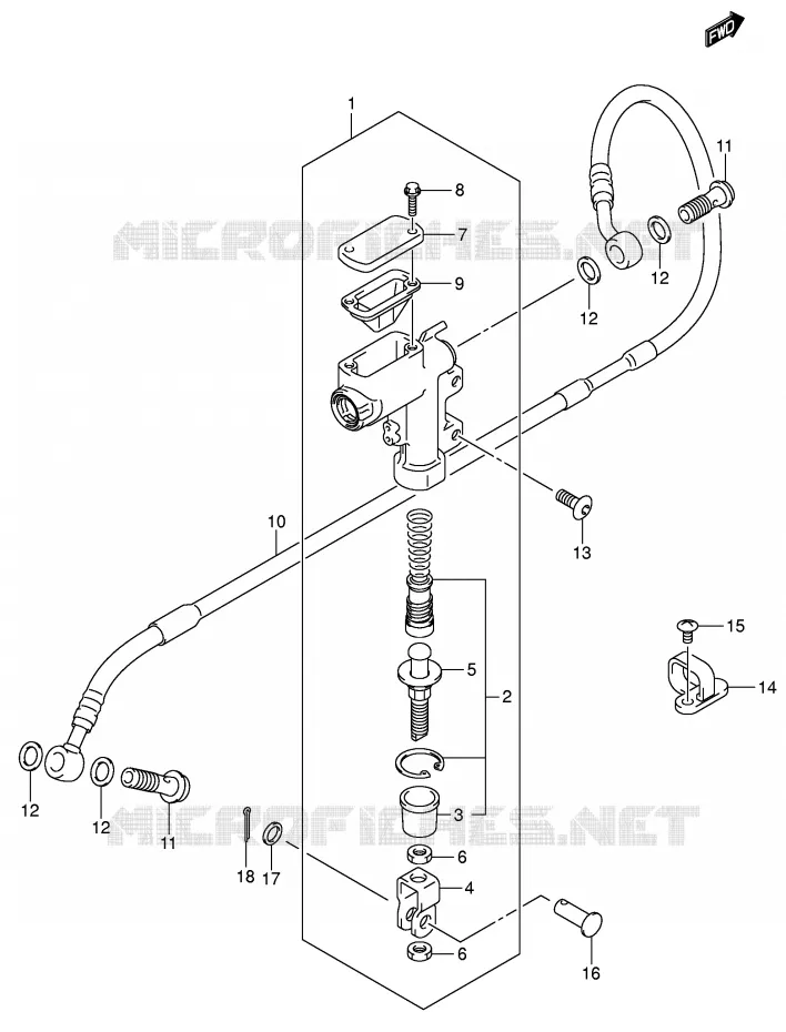 ACHTER HOOFDREMCILINDER (MODELE K5/K6) Suzuki MOTO 125 RM 2001  RM125K1(E3/E28)