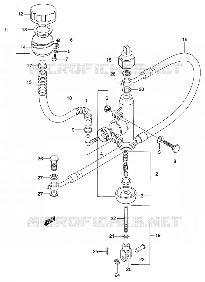 ACHTER HOOFDREMCILINDER Suzuki MOTO 50 RMX 2000  RMX50Y