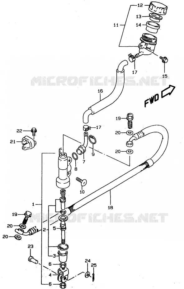 ACHTER HOOFDREMCILINDER Suzuki MOTO 80 RM 1999  RM80XX(T/V/W)