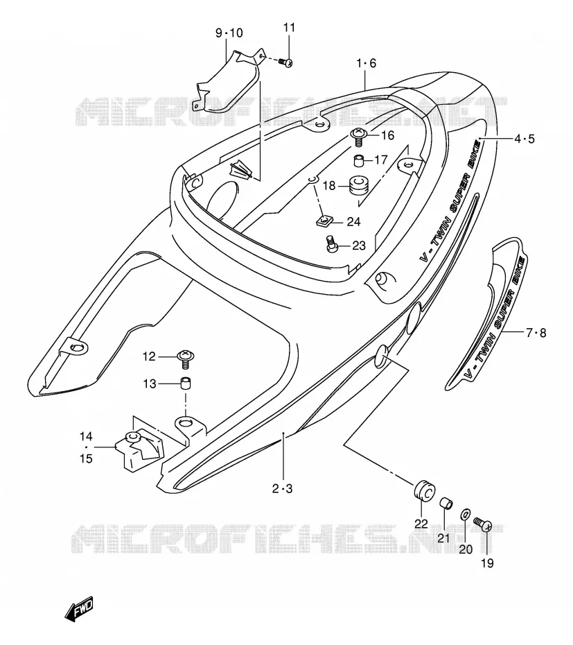 ACHTER KUIP  (MODELE K1) Suzuki MOTO 1000 TL-R 1998  TL1000RW(E2)