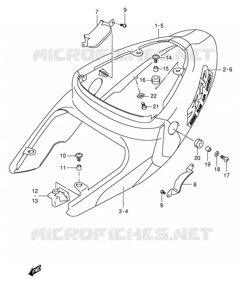 ACHTER KUIP  (MODELE X) Suzuki MOTO 1000 TL-R 2001  TL1000RK1(E2)