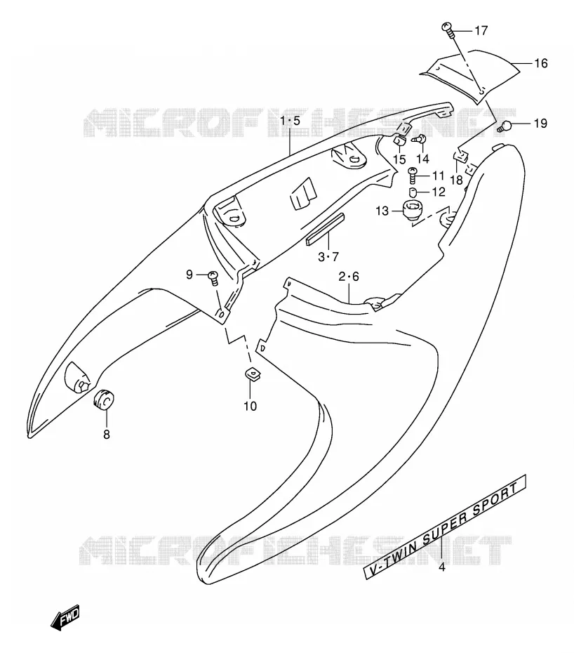 ACHTER KUIP  (MODELE X) Suzuki MOTO 1000 TL-S 2000  TL1000SY(E2)