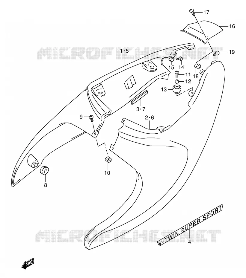 ACHTER KUIP  (MODELE Y/K1) Suzuki MOTO 1000 TL-S 2000  TL1000SY(E2)
