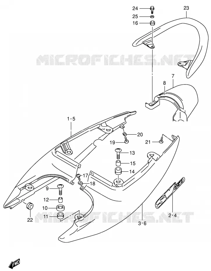 ACHTER KUIP - SEAT COWL (MODELE K1) Suzuki MOTO 650 SV 2001  SV650UK1(E2)
