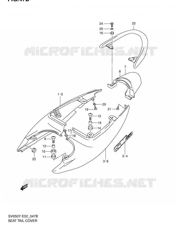 ACHTER KUIP - SEAT COWL (MODELE K2) Suzuki MOTO 650 SV-S 2000  SV650SUY(E2)