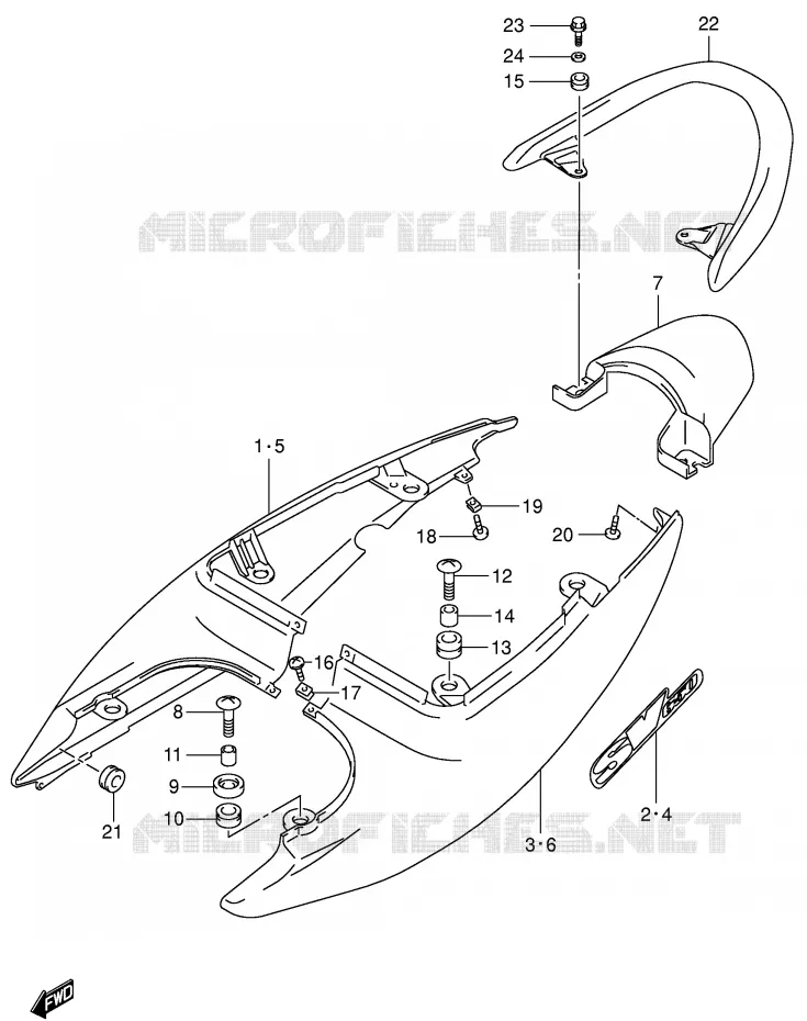 ACHTER KUIP - SEAT COWL (MODELE X) Suzuki MOTO 650 SV 2000  SV650Y(E2)