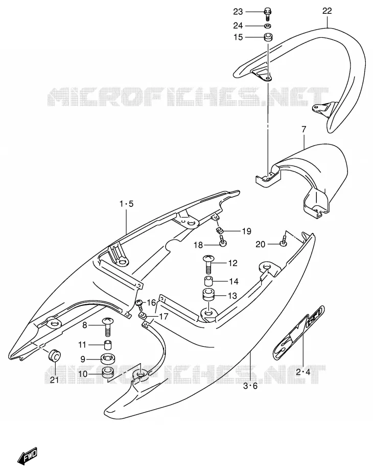 ACHTER KUIP - SEAT COWL (MODELE Y) Suzuki MOTO 650 SV-S 2000  SV650SUY(E2)