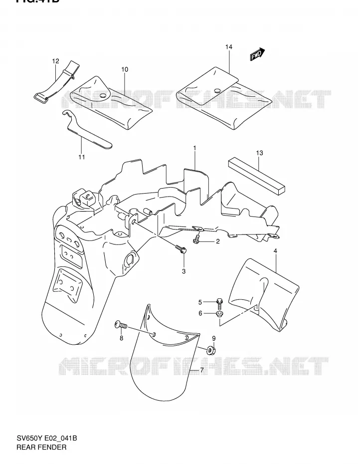 ACHTERSPATBORD (E18) Suzuki MOTO 650 SV 2000  SV650Y(E2)