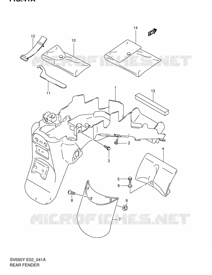ACHTERSPATBORD (MODELE K2) Suzuki MOTO 650 SV 2002  SV650K2(E2)